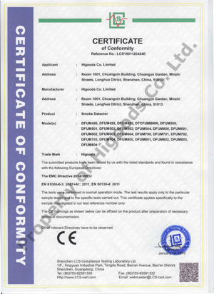 Certificat de conformité CE EMC